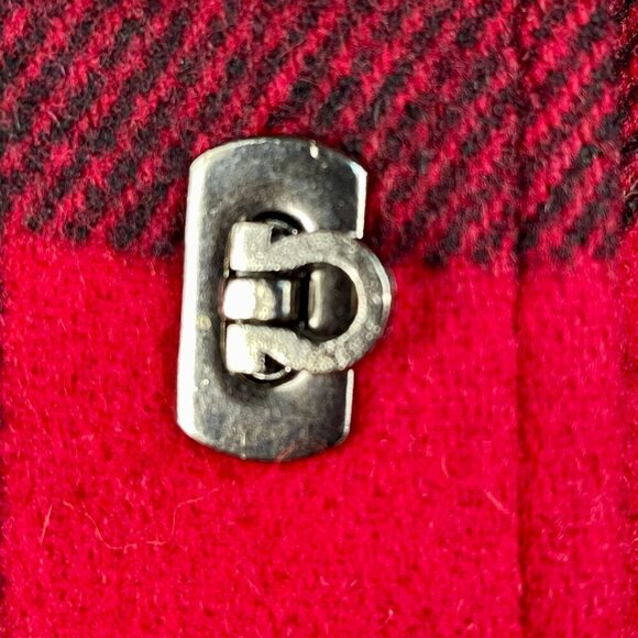 Talbots Wool Blend Red & Black Buffalo Plaid Blazer Silver Toggle Buttons 2P - Picture 9 of 16